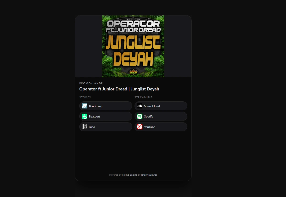 Promo-Landr smart link page